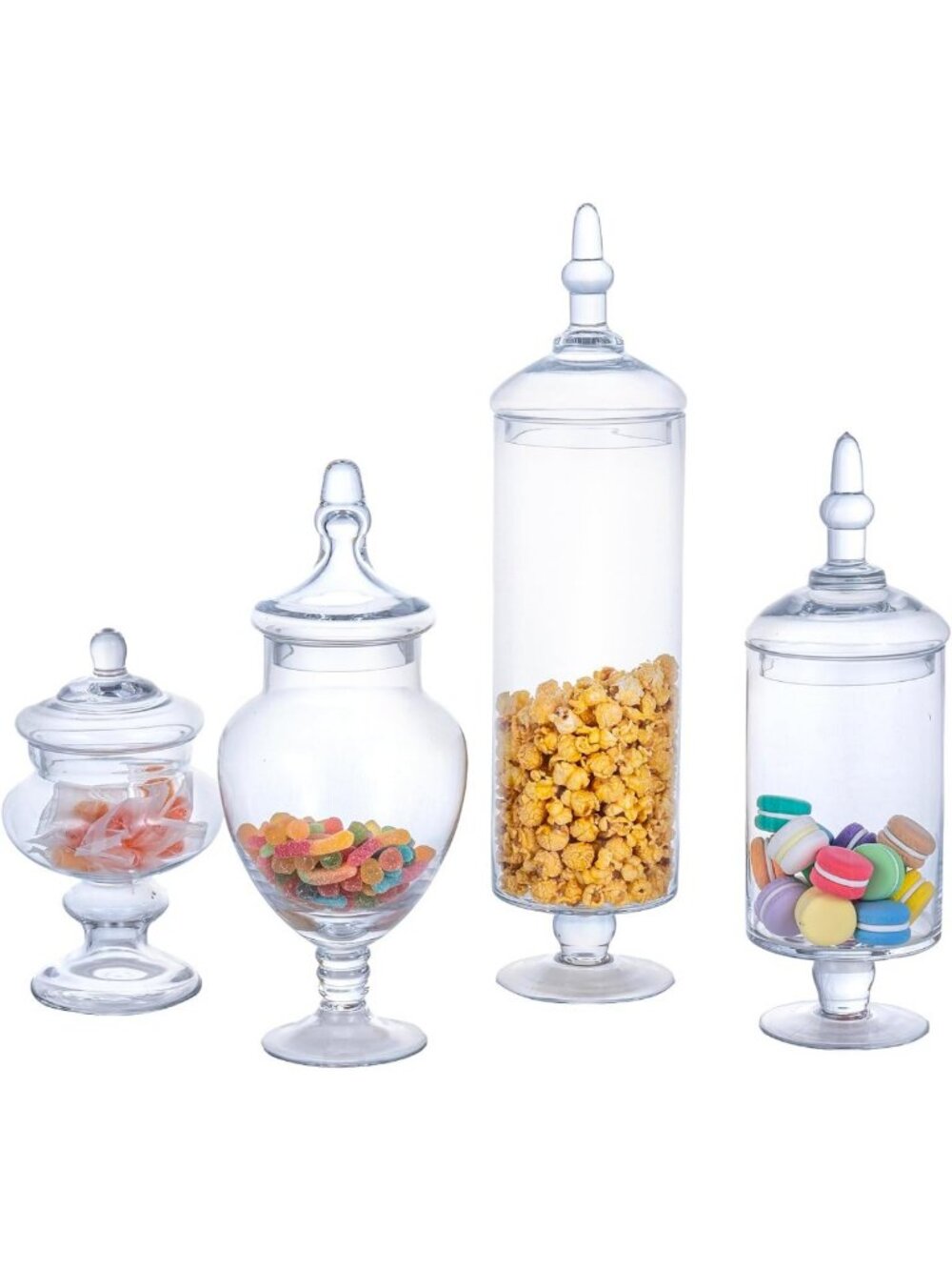 MyGift 4 Piece Set Clear Glass Apothecary Jars with Lids, Bathroom Decor, Candy